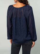 Load image into Gallery viewer, Two Piece Metallic Stripe Long Sleeve Top - Navy

