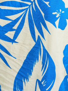 Tropical Print Top - Blue/Off White