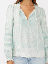 Load image into Gallery viewer, Embroidered Lace Trim Top - Aqua
