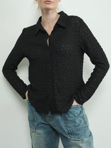 Floral Lace Button down - Black