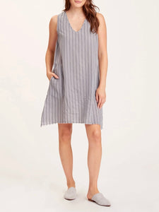Striped Mori Dress - Cotton Grey FINAL SALE