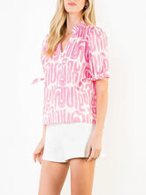 Load image into Gallery viewer, Abstract V-neck Top - Pink
