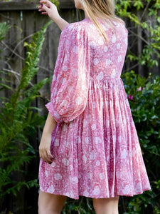 Cotton Mini Dress - Pink