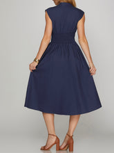 Load image into Gallery viewer, Smocked Waist Zip Dress - Navy
