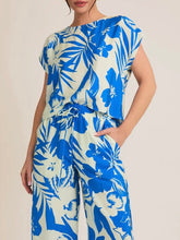 Load image into Gallery viewer, Tropical Print Top - Blue/Off White
