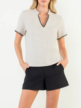 Load image into Gallery viewer, Short Sleeve Tweed Top - Cream
