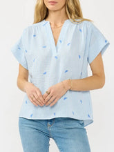 Load image into Gallery viewer, Cap Sleeve Pinstripe Top - Light Blue
