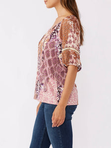 Floral Puff Sleeve Top - Clay