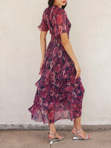 Tiered Maxi - Navy/Magenta