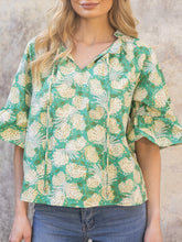 Load image into Gallery viewer, Embroidered Cotton Floral Top - Green
