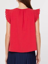Load image into Gallery viewer, Crochet Flutter Sleeve Top - Red
