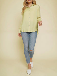 Light Satin Shirt - Pistachio FINAL SALE