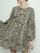 Load image into Gallery viewer, Twill Babydoll Dress - Leopard
