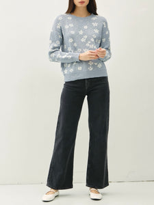 Floral Sweater - Light Blue