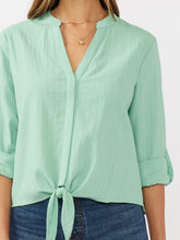 Load image into Gallery viewer, Textured Tie Front Top - Seafoam
