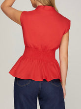 Load image into Gallery viewer, Smocked Waist Zip Top - Red

