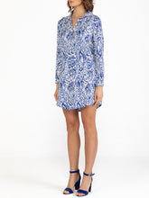 Load image into Gallery viewer, Split Neck Dress - Blue/White
