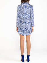 Load image into Gallery viewer, Split Neck Dress - Blue/White
