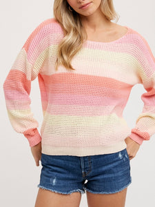 Pastel Knit Sweater - Pink Yellow