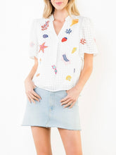 Load image into Gallery viewer, Embroidered V-Neck Top - White
