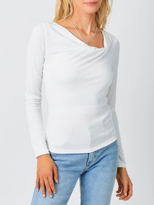 Asymmetrical Knotted Neckline Top - Off White