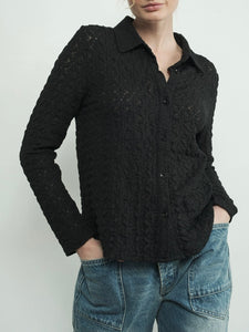 Floral Lace Button down - Black