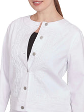 Load image into Gallery viewer, Soutache Embroidered Denim Jacket - White
