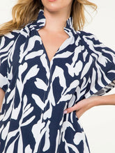 Load image into Gallery viewer, Ruffle Neck Dress - Navy/White
