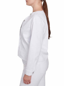 Soutache Embroidered Denim Jacket - White