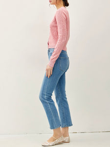 Cotton Slub Cardigan - Rose