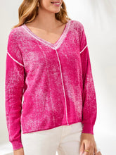 Load image into Gallery viewer, Washed Long Sleeve V-neck Sweater - Gardenia
