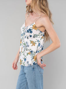 Floral Button-down Cami Top - Natural