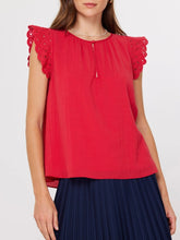 Load image into Gallery viewer, Crochet Flutter Sleeve Top - Red
