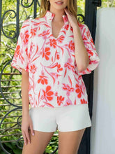 Load image into Gallery viewer, Puff Sleeve Split Neck Top - Pink
