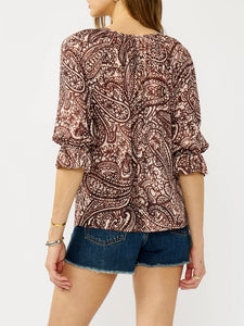 Paisley Blouse - Brown/Cream
