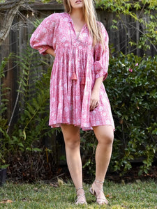 Cotton Mini Dress - Pink