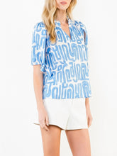 Load image into Gallery viewer, Abstract V-neck Top - Blue
