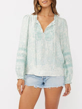 Load image into Gallery viewer, Embroidered Lace Trim Top - Aqua
