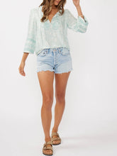 Load image into Gallery viewer, Embroidered Lace Trim Top - Aqua

