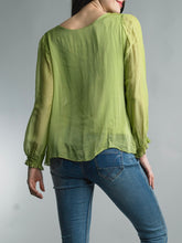 Load image into Gallery viewer, Silk V-Neck Top - Citron
