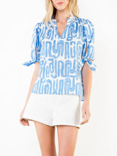 Load image into Gallery viewer, Abstract V-neck Top - Blue
