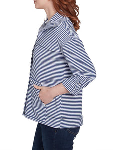 Striped Snap Jacket - Indigo Multi