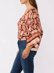 Floral Lace Trim Top - Plum