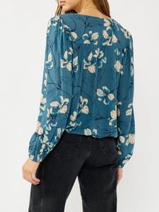 Overlap Blouson Top - Teal