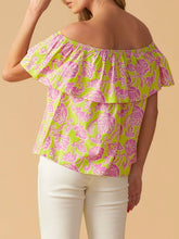 Load image into Gallery viewer, Print Off Shoulder Top - Lime
