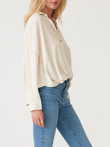 Twist Front Button Down - Vanilla