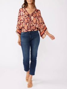 Floral Lace Trim Top - Plum