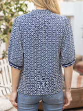 Load image into Gallery viewer, Eyelet Top with Scalloped Sleeve Band - Navy
