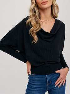 Cowl Dolman Sweater - Black