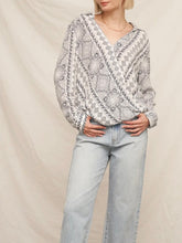 Load image into Gallery viewer, Bandana Print Long Sleeve Top - White/Navy

